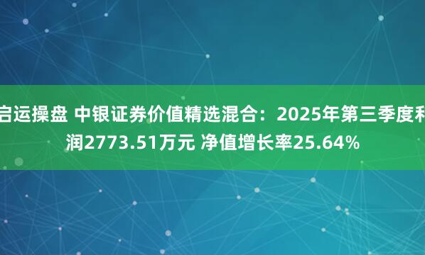 启运操盘 中银证券价值精选混合：2025年第三季度利润2773.51万元 净值增长率25.64%