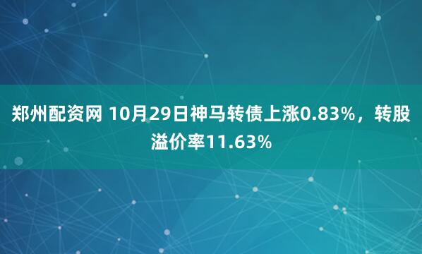 郑州配资网 10月29日神马转债上涨0.83%，转股溢价率11.63%