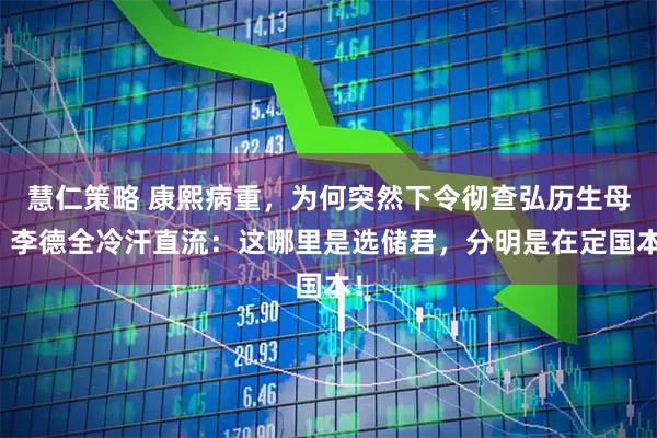 慧仁策略 康熙病重，为何突然下令彻查弘历生母？李德全冷汗直流：这哪里是选储君，分明是在定国本！